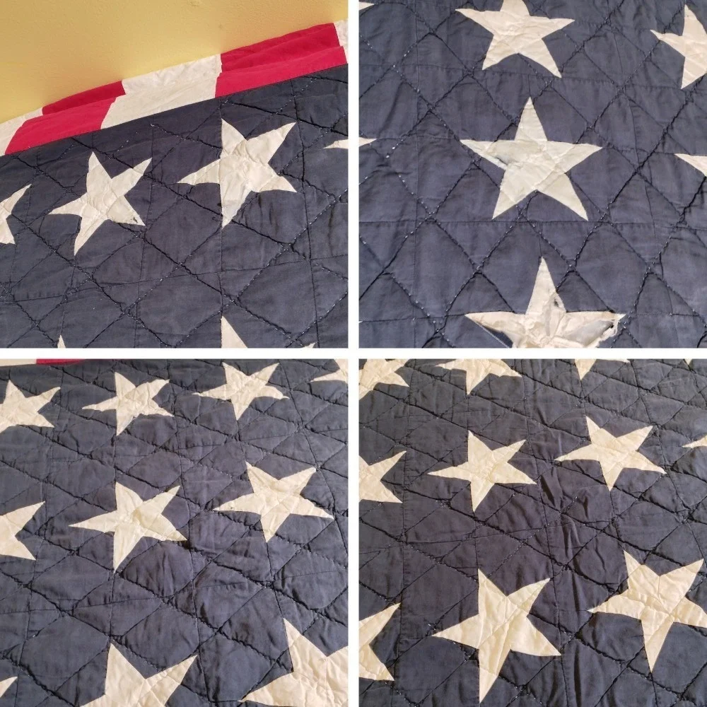Tommy Hilfiger American Flag Quilt Stars Stripes Approximately 82Wx84L Imperfect